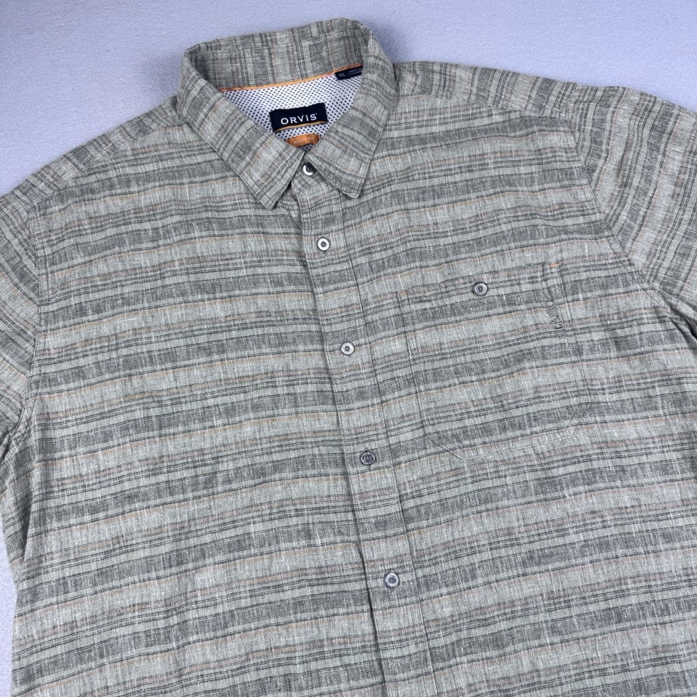 Orvis Active Fit Hemp Blend Short Sleeve Button Shirt XL Vented Green Gorp